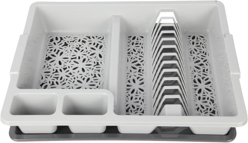 Jolie Max Large Plastic Dish Drainer Rack with Drip Tray. Holds Up to 12 Plates.