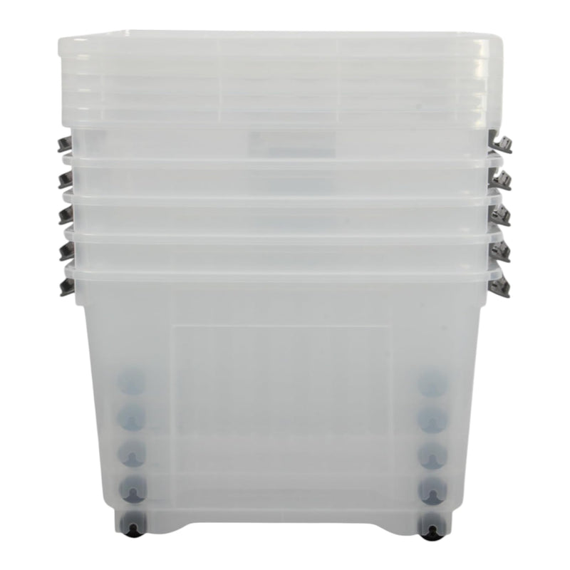 16L Storage Boxes with Wheels. Storage Containers. Stackable & Nestable Design.