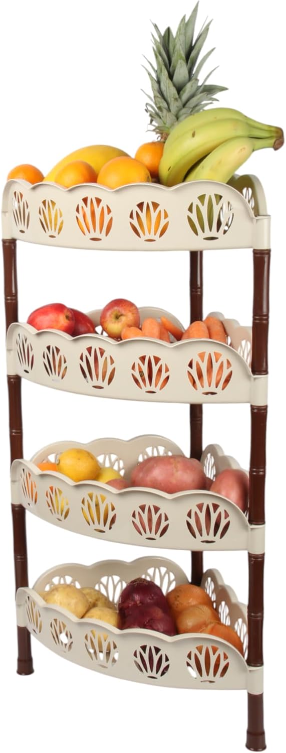 Jolie Max 4 Tier Corner Vegetable Rack. Free Standing Plastic Storage Rack.