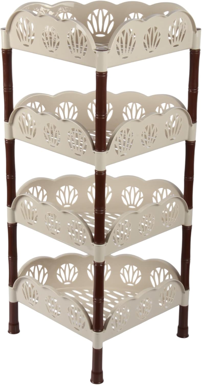 Jolie Max 4 Tier Corner Vegetable Rack. Free Standing Plastic Storage Rack.