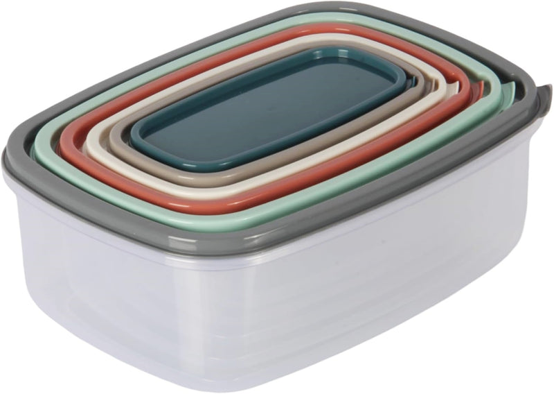 6pcs Food Storage Container Set. Colourful Airtight Lids. Kitchen Storage Box.