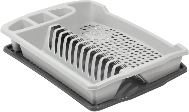 Jolie Max Large Dish Drainer with Drip Tray. Plastic Plate Cutlery Holder Rack.