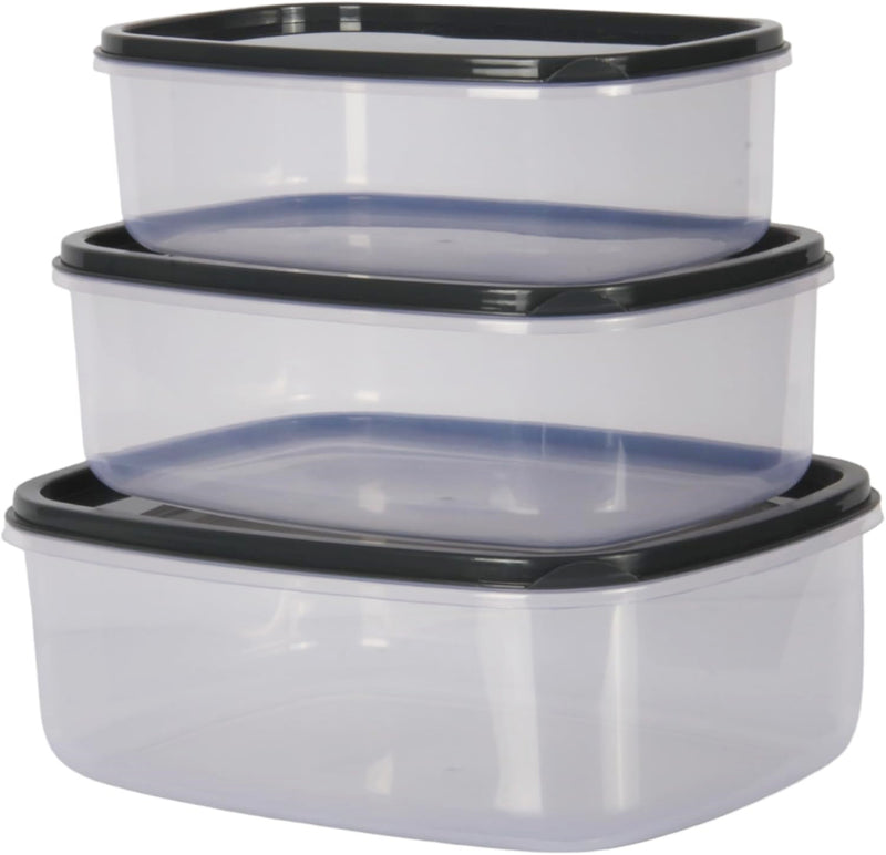 3pcs Rectangle Food Storage Container Set with Lids. Microwave & Freezer Safe.
