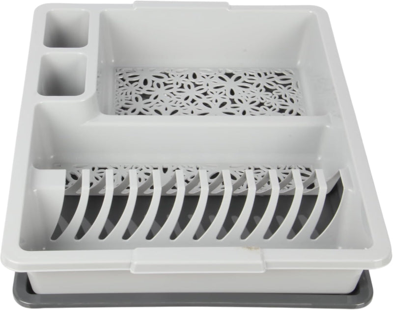Jolie Max Large Plastic Dish Drainer Rack with Drip Tray. Holds Up to 12 Plates.
