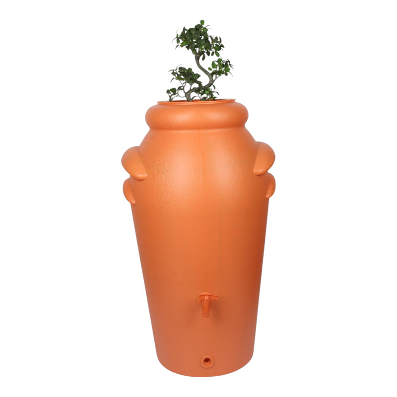 Jolie Max 200L Decorative Rain Water Butt. Amphora Style Water Collector with Tap & Flower Pot. Durable Garden Water Tank – 60 x 50 x 110 cm