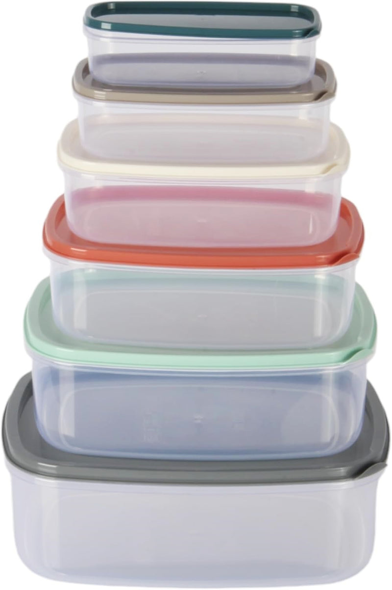 6pcs Food Storage Container Set. Colourful Airtight Lids. Kitchen Storage Box.