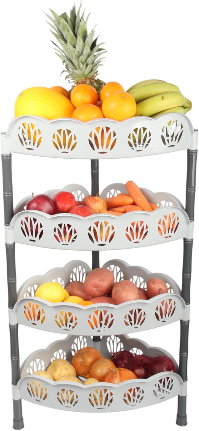 Jolie Max 4 Tier Corner Vegetable Rack. Free Standing Plastic Storage Rack.