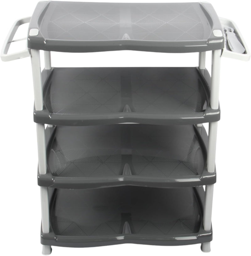 Jolie Max 4 Tier Shoe Rack. (up to 8 Pair) Shoe Storage Shelf with Shoehorn & Umbrella Holder.