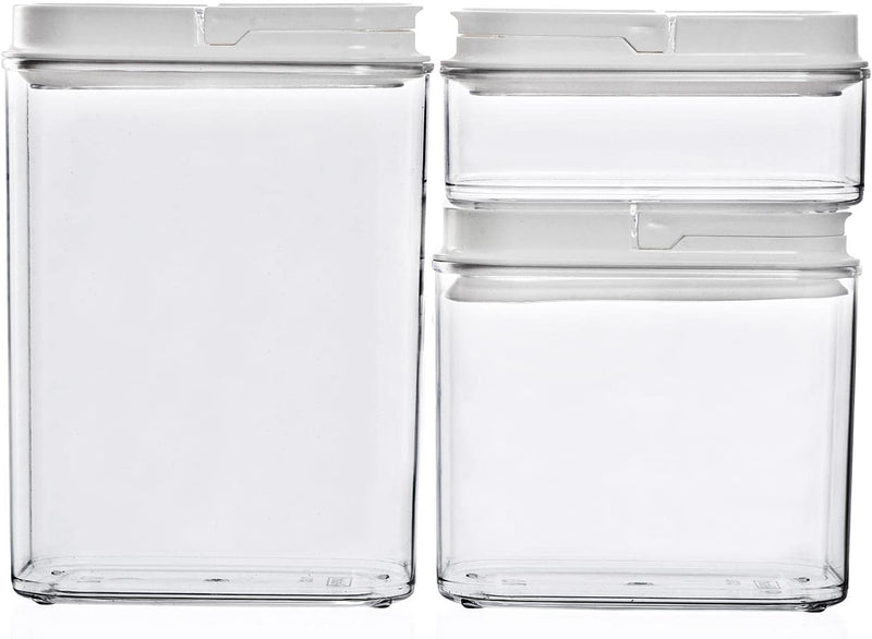 (Set of 3) Food Storage Containers Set. Airtgiht Lid. Rectangular Food Box.