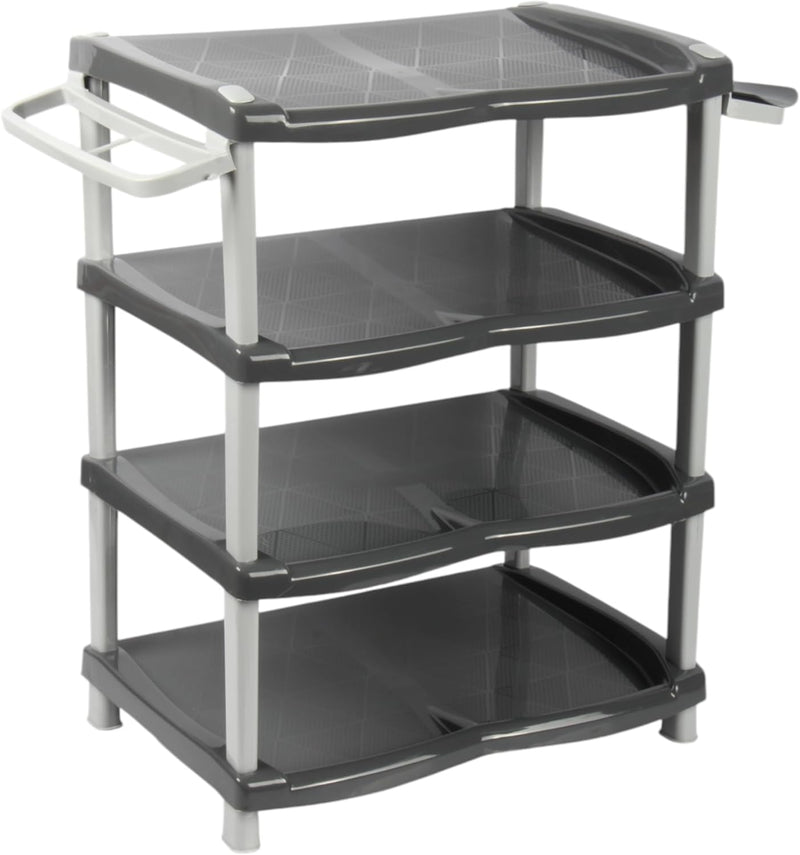 Jolie Max 4 Tier Shoe Rack. (up to 8 Pair) Shoe Storage Shelf with Shoehorn & Umbrella Holder.