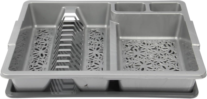 Jolie Max Large Plastic Dish Drainer Rack with Drip Tray. Holds Up to 12 Plates.
