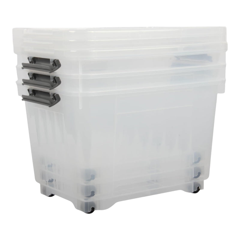 16L Storage Boxes with Wheels. Storage Containers. Stackable & Nestable Design.
