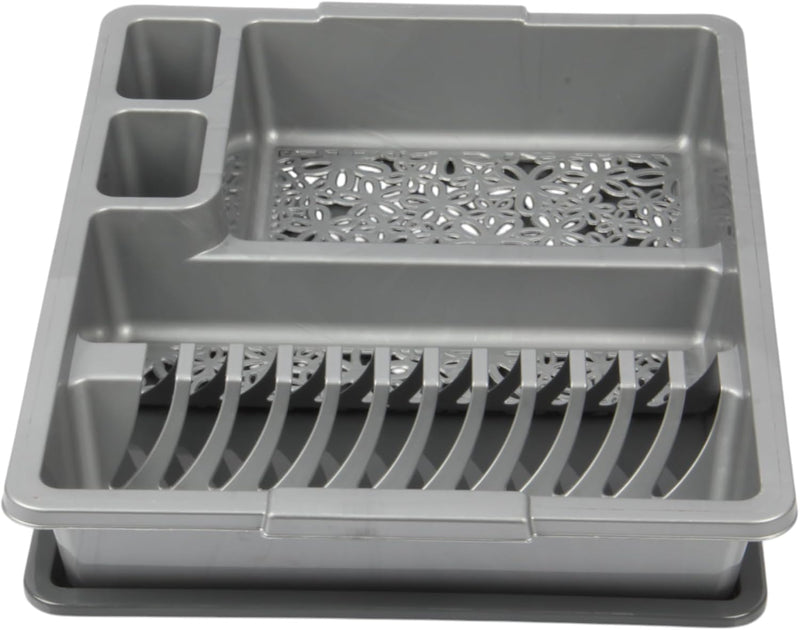 Jolie Max Large Plastic Dish Drainer Rack with Drip Tray. Holds Up to 12 Plates.