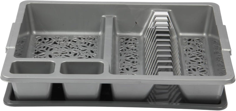 Jolie Max Large Plastic Dish Drainer Rack with Drip Tray. Holds Up to 12 Plates.
