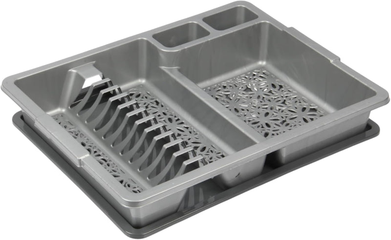 Jolie Max Large Plastic Dish Drainer Rack with Drip Tray. Holds Up to 12 Plates.