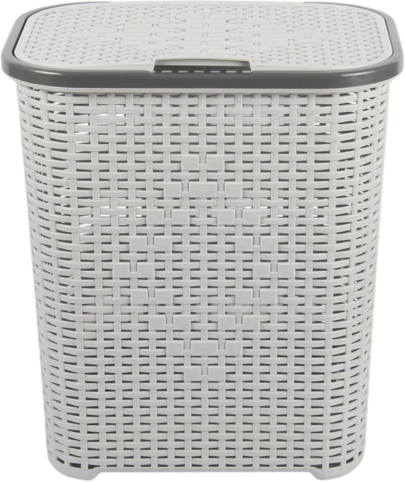 Jolie Max 55L Laundry Basket. Plastic, Rattan Effect Basket. Washing Bin.