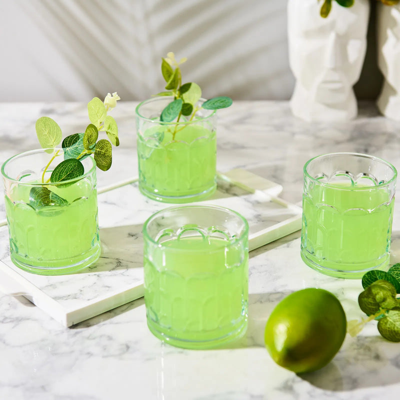 Glasshop 6-Pack Whisky & Cocktail Glasses – 370ml Tumblers with Geometric Design.