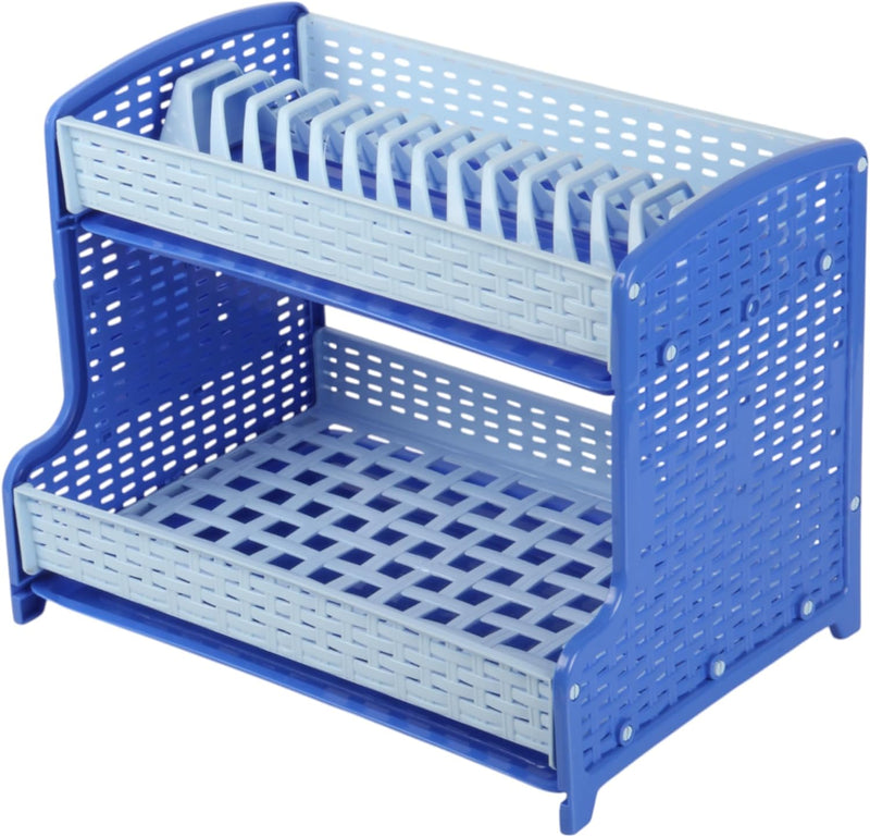Jolie Max 2-Tier Plate Drainer Rack with Cutlery Holder & Removable Drip Tray.
