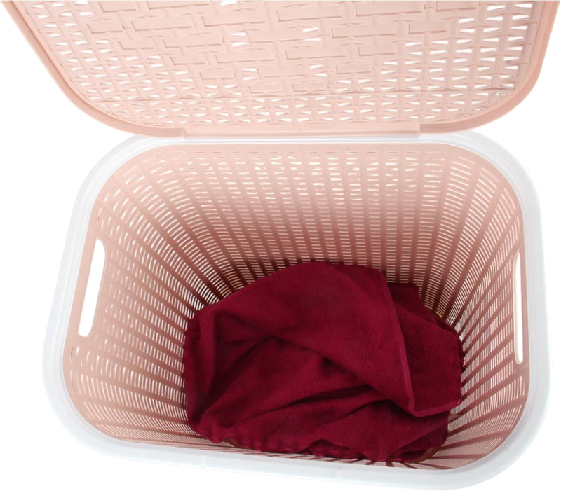 Jolie Max 55L Laundry Basket. Plastic, Rattan Effect Basket. Washing Bin.