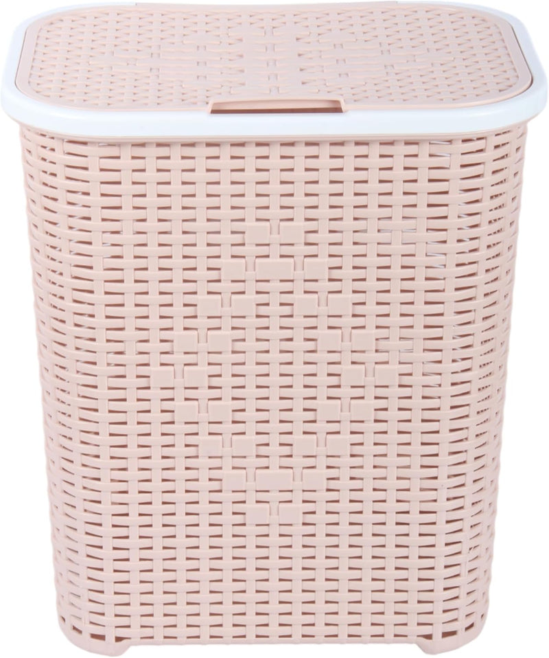 Jolie Max 55L Laundry Basket. Plastic, Rattan Effect Basket. Washing Bin.
