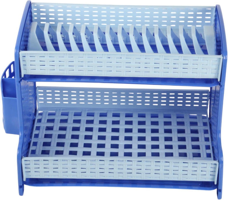 Jolie Max 2-Tier Plate Drainer Rack with Cutlery Holder & Removable Drip Tray.