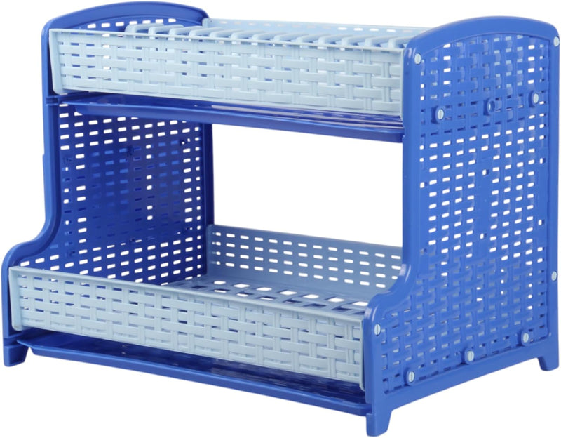 Jolie Max 2-Tier Plate Drainer Rack with Cutlery Holder & Removable Drip Tray.