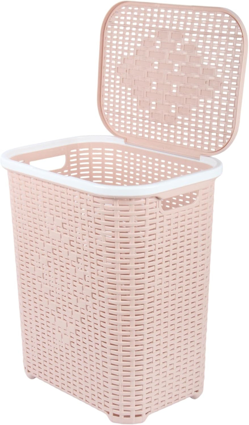 Jolie Max 55L Laundry Basket. Plastic, Rattan Effect Basket. Washing Bin.