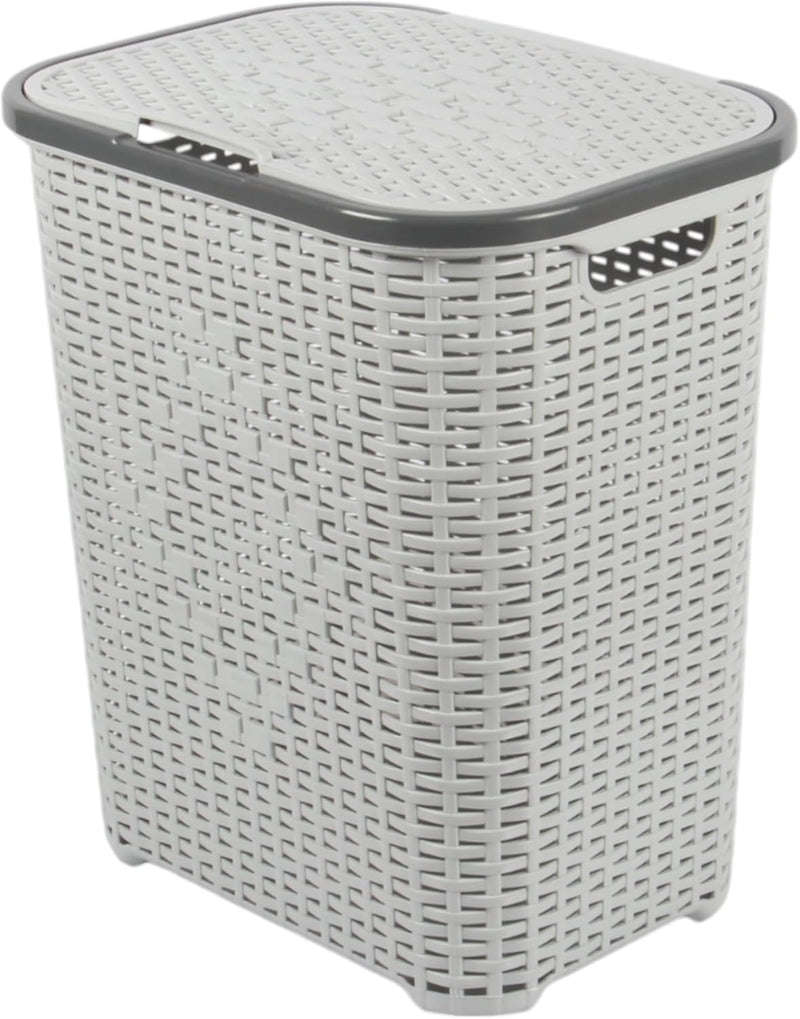 Jolie Max 55L Laundry Basket. Plastic, Rattan Effect Basket. Washing Bin.