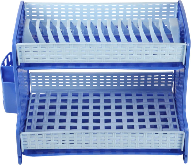 Jolie Max 2-Tier Plate Drainer Rack with Cutlery Holder & Removable Drip Tray.