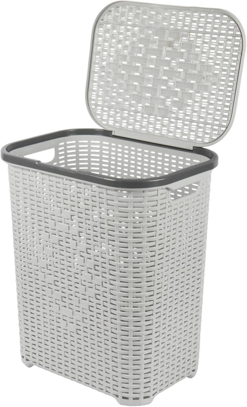 Jolie Max 55L Laundry Basket. Plastic, Rattan Effect Basket. Washing Bin.