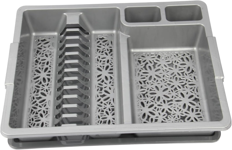 Jolie Max Large Plastic Dish Drainer Rack with Drip Tray. Holds Up to 12 Plates.