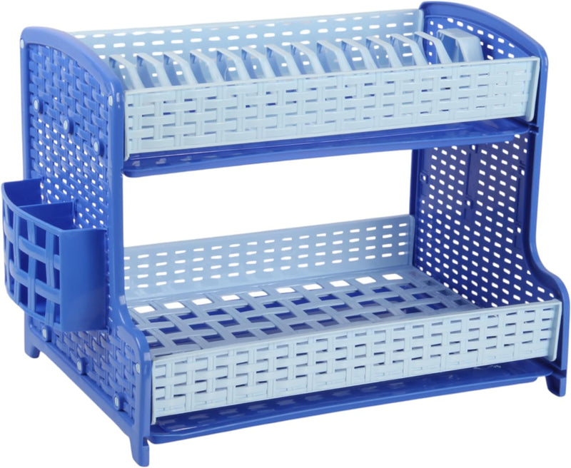 Jolie Max 2-Tier Plate Drainer Rack with Cutlery Holder & Removable Drip Tray.