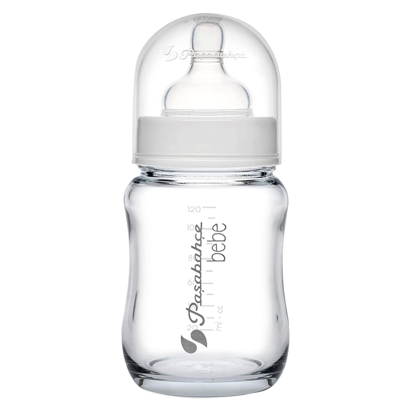 2x Glass Baby Bottle. Breast-Like Teat with Anti-Colic Valve. 0 Months+ (120 ml/4oz)