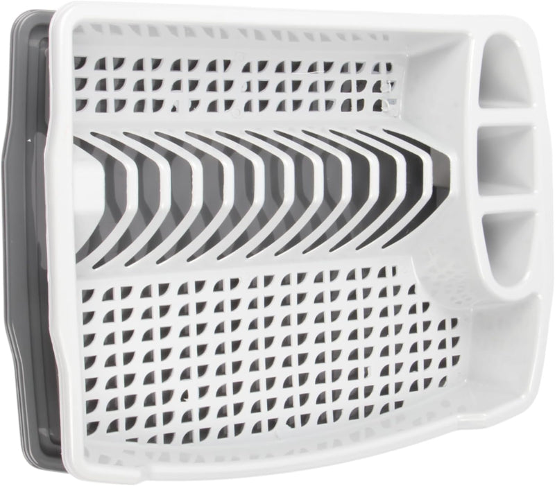 Jolie Max Large Dish Drainer with Drip Tray. Plastic Plate Cutlery Holder Rack.