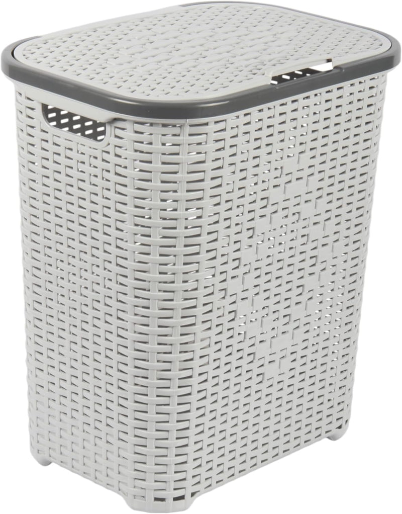 Jolie Max 55L Laundry Basket. Plastic, Rattan Effect Basket. Washing Bin.
