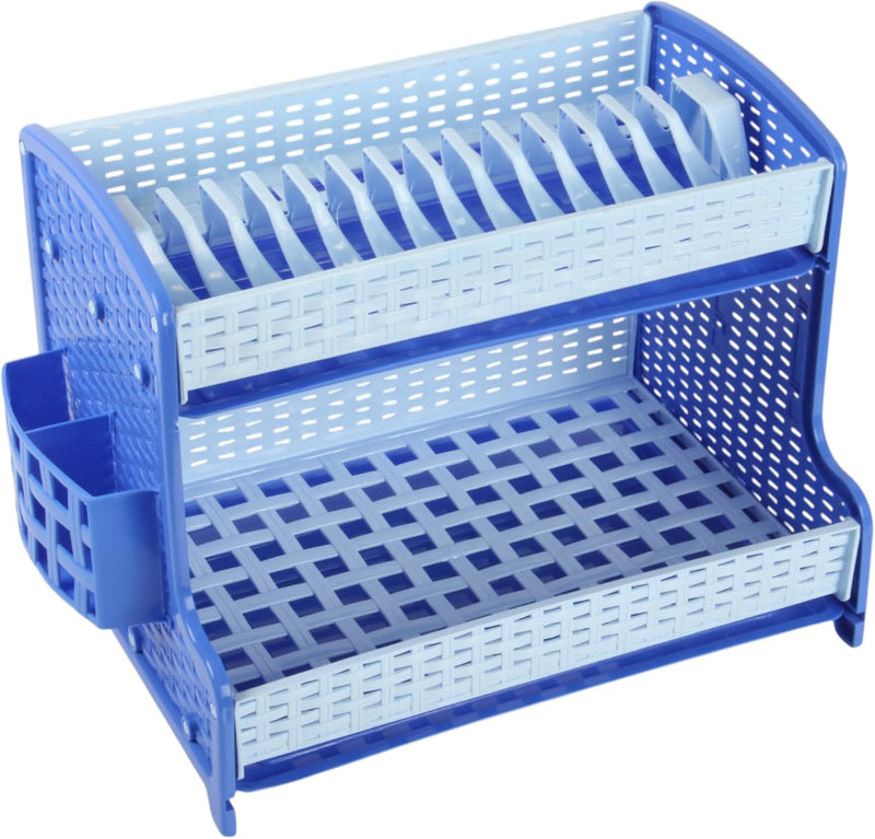 Jolie Max 2-Tier Plate Drainer Rack with Cutlery Holder & Removable Drip Tray.