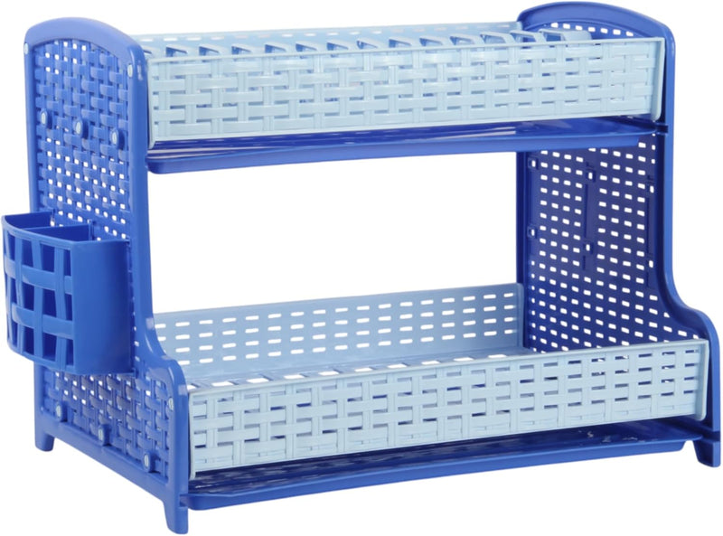 Jolie Max 2-Tier Plate Drainer Rack with Cutlery Holder & Removable Drip Tray.