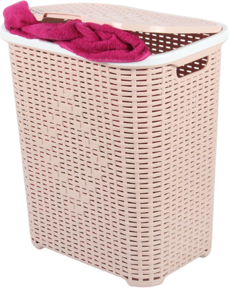 Jolie Max 55L Laundry Basket. Plastic, Rattan Effect Basket. Washing Bin.