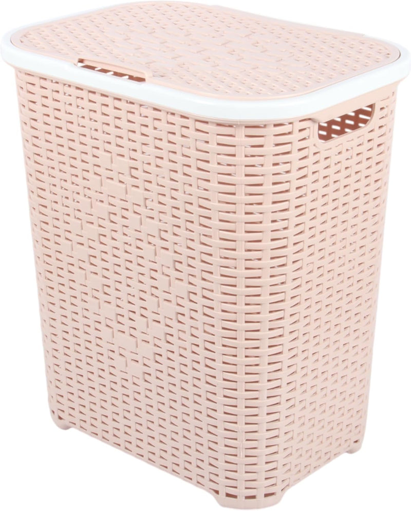 Jolie Max 55L Laundry Basket. Plastic, Rattan Effect Basket. Washing Bin.