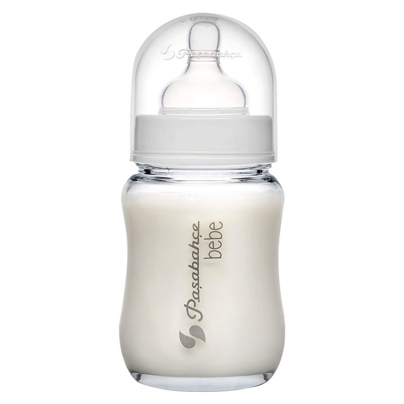 2x Glass Baby Bottle. Breast-Like Teat with Anti-Colic Valve. 0 Months+ (120 ml/4oz)