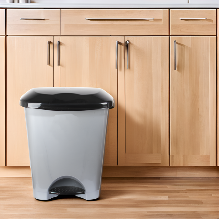 50L Plastic Kitchen Pedal Bin with INNER Bucket. Foot Recycling Dustbin.