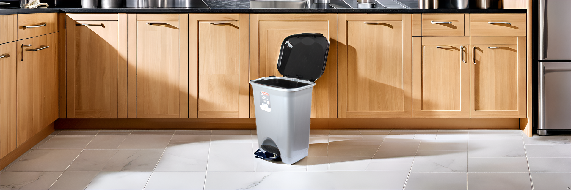 50L Plastic Kitchen Pedal Bin with INNER Bucket. Foot Recycling Dustbin.