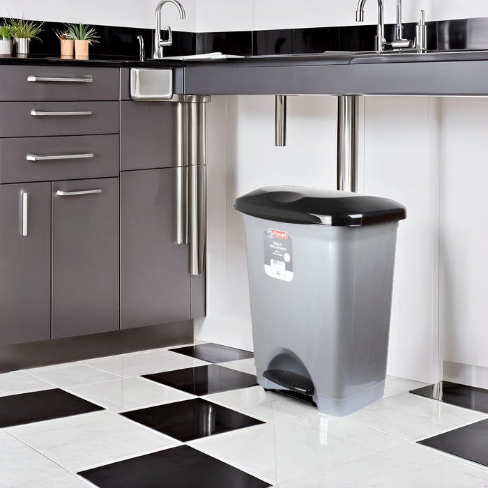 50L Plastic Kitchen Pedal Bin with INNER Bucket. Foot Recycling Dustbin.