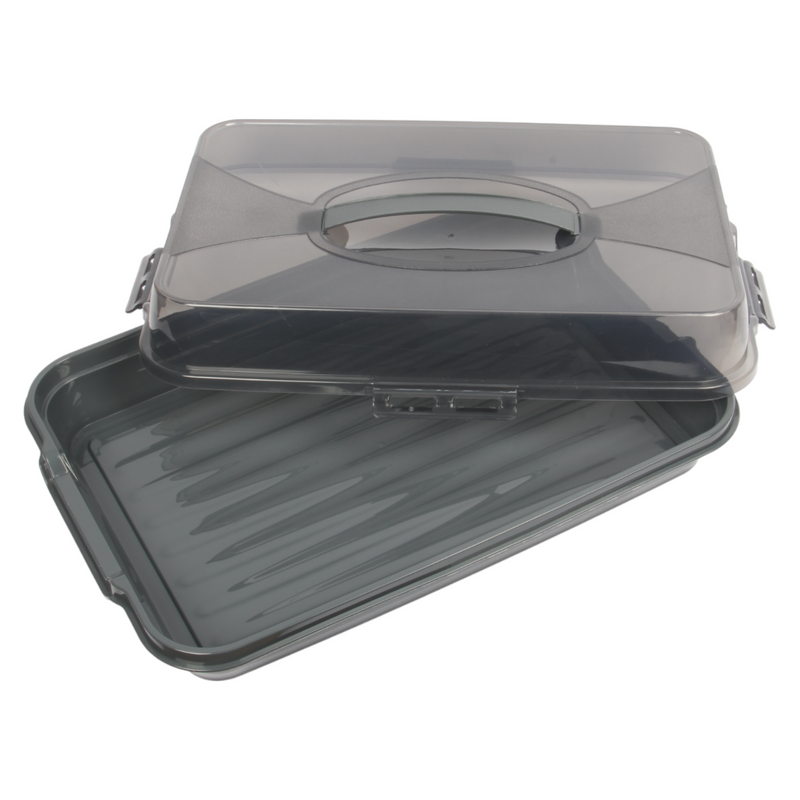 Rectangular Cake Carrier. Plastic Food Storage Box. (44.5x10.5x31cm)(Dark Antrasit)