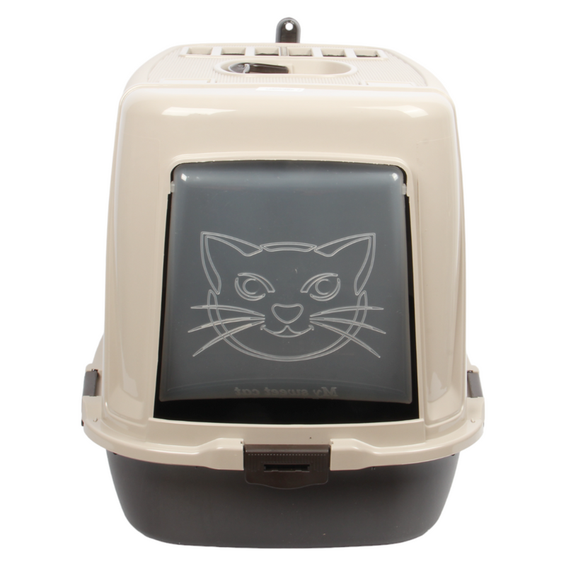 Pet Hooded Litter Tray Box with Scoop. Carbon Filter Litter Box.