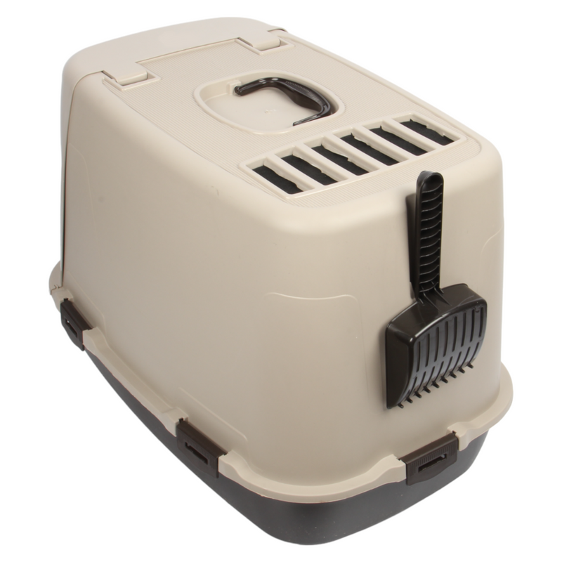 Pet Hooded Litter Tray Box with Scoop. Carbon Filter Litter Box.