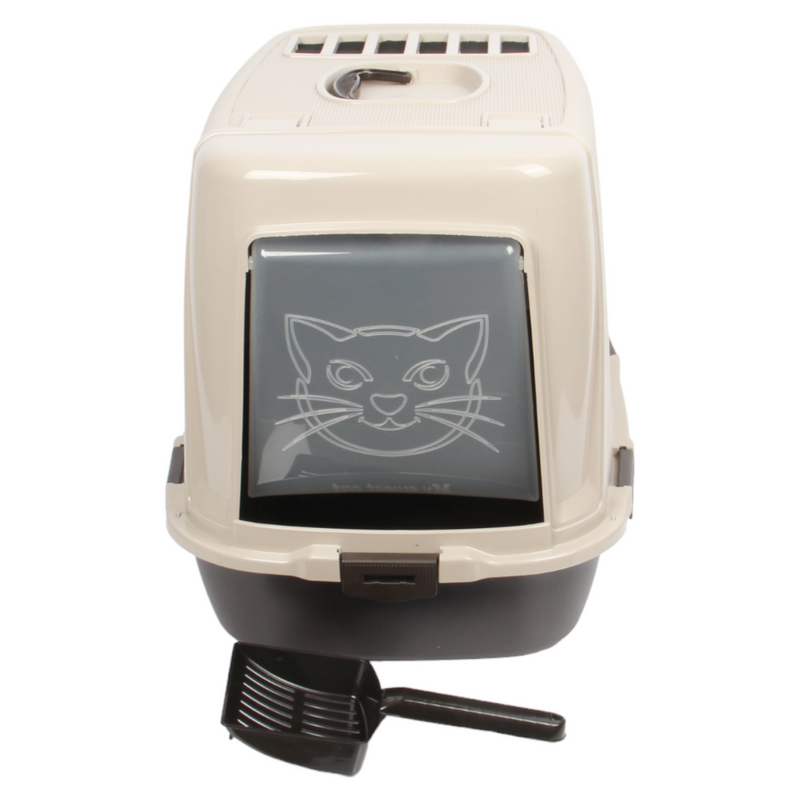 Pet Hooded Litter Tray Box with Scoop. Carbon Filter Litter Box.