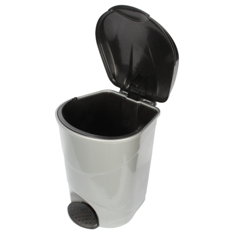 19L Round Kitchen Pedal Bin with Inner Bucket. Foot Operated Waste Bin. (Silver)