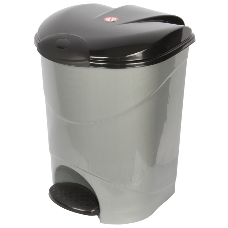 19L Round Kitchen Pedal Bin with Inner Bucket. Foot Operated Waste Bin. (Silver)