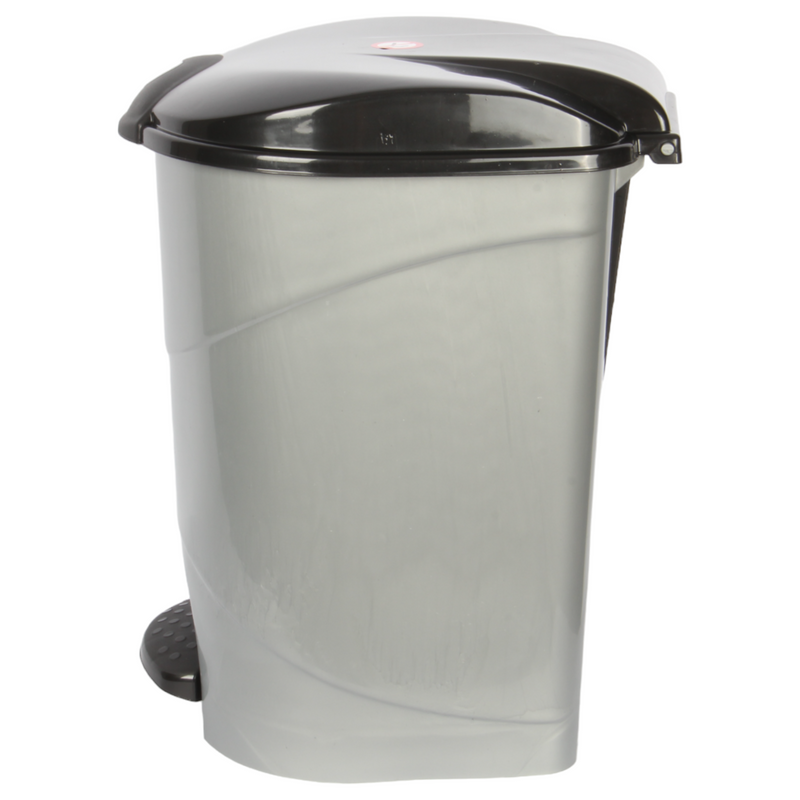 19L Round Kitchen Pedal Bin with Inner Bucket. Foot Operated Waste Bin. (Silver)